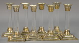 Appraisal: Set of eight Mid-Century silver and lucite candlesticks ht in