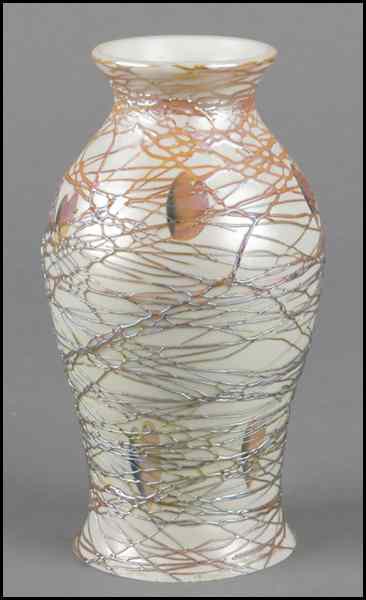 Appraisal: IRIDESCENT GLASS SHADE Bearing a leaf motif with wrapped glass