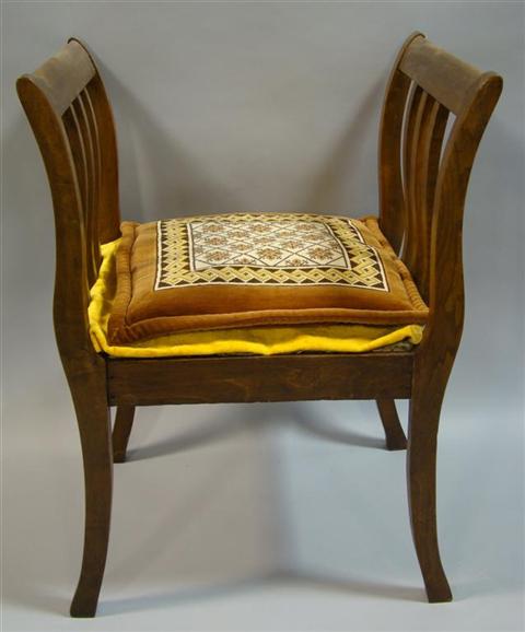 Appraisal: SMALL DOUBLE BACKED SIDE CHAIR BENCH the single seat padded