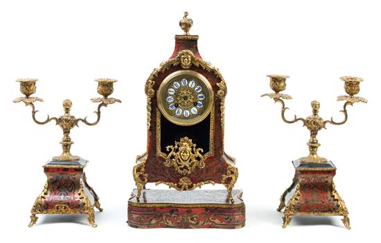 Appraisal: Sale Lot A Louis XV Style Boulle Marquetry Clock Garniture