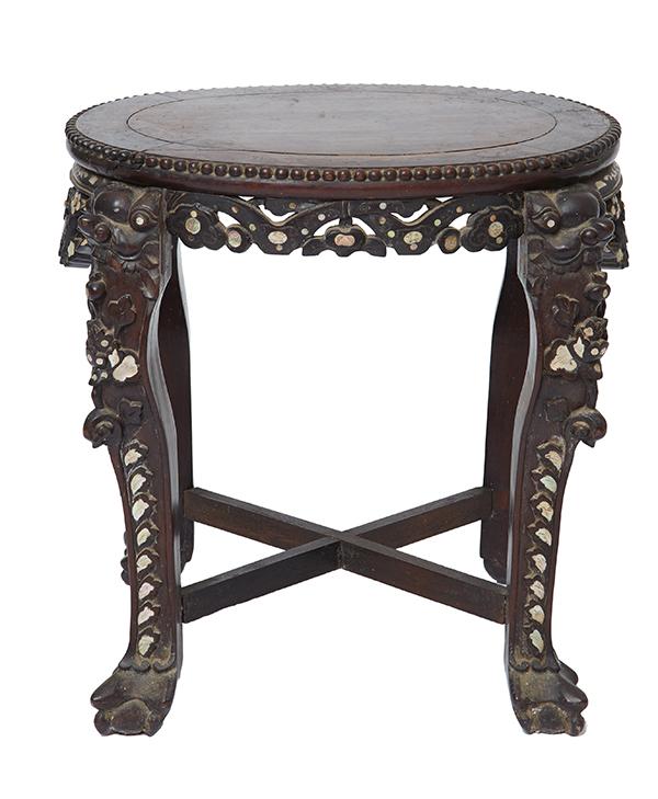 Appraisal: A LATE TH CENTURY CHINESE ROSEWOOD TABLE Of oval form