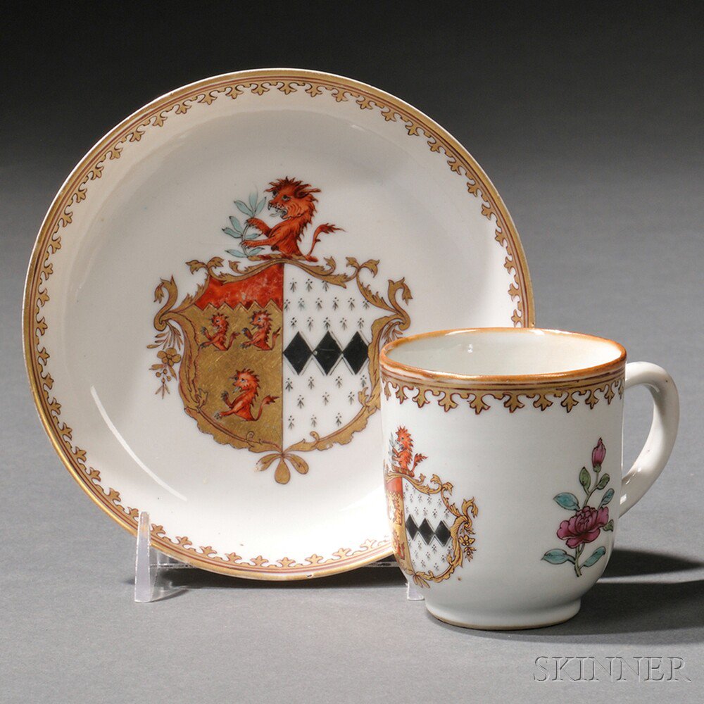 Appraisal: Armorial Porcelain Tea Bowl and Saucer China last half th