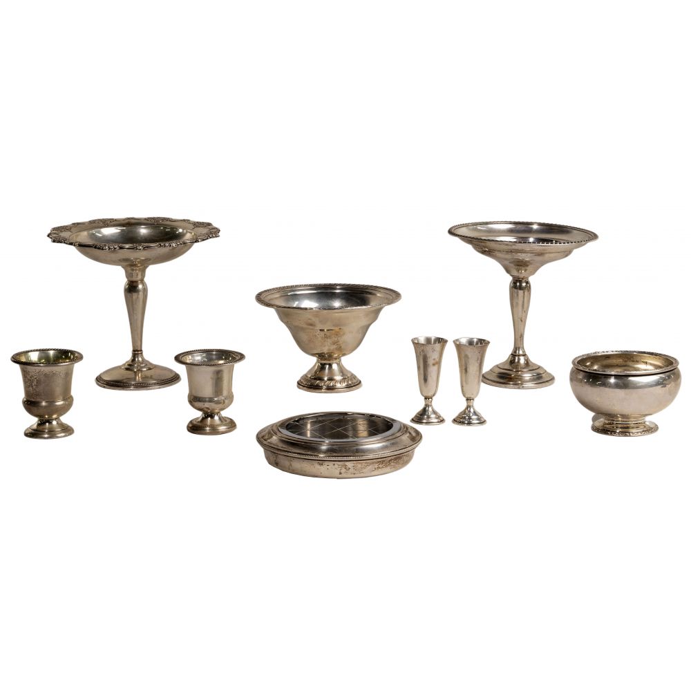 Appraisal: STERLING SILVER ASSORTMENT items including weighted compotes a weighted footed