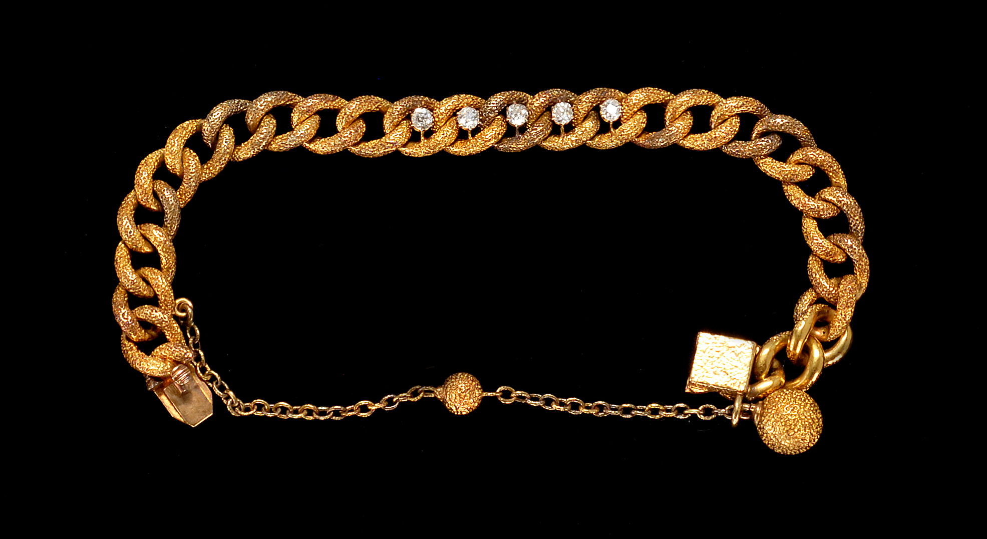 Appraisal: LATE VICTORIAN ROSE GOLD BRACELET Five small diamonds mounted on