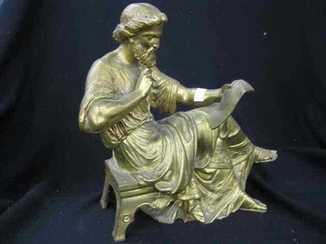 Appraisal: Victorian Bronze Statue of Man Reading '' circa excellent