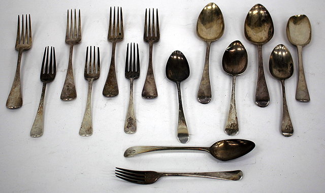 Appraisal: A QUANTITY OF GEORGE II AND LATER SILVER CUTLERY to