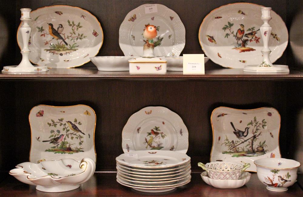 Appraisal: GROUP OF HEREND ROTHSCHILD BIRD PATTERN TABLEWARES to include a