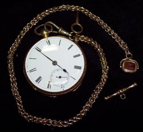 Appraisal: An ct gold open face key wind pocket watch W