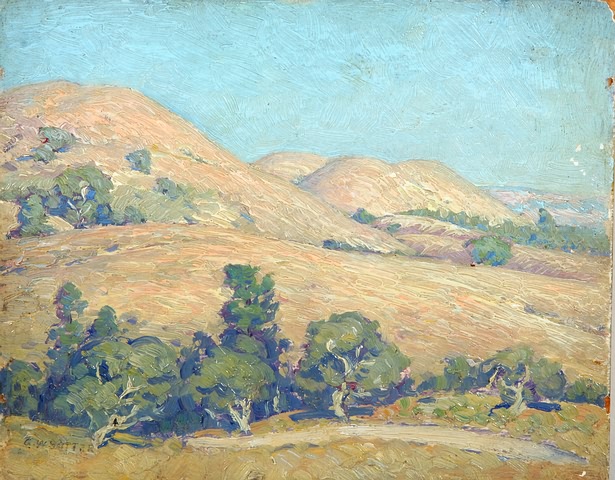 Appraisal: California Hills mountain landscape oil on board x SLL G