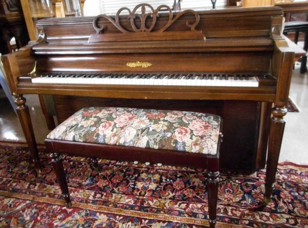 Appraisal: MAHOGANY SPINET PIANO WITH MATCHING BENCH Chickering Sons Piano Co