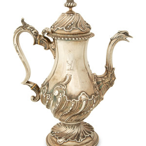 Appraisal: A George II Silver Coffee Pot William Shaw and William