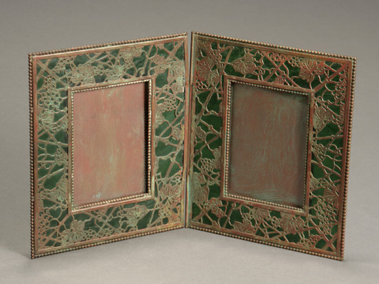 Appraisal: Tiffany Studios Patinated Bronze 'Grapevine' Two-Fold Photo Frame First Quarter