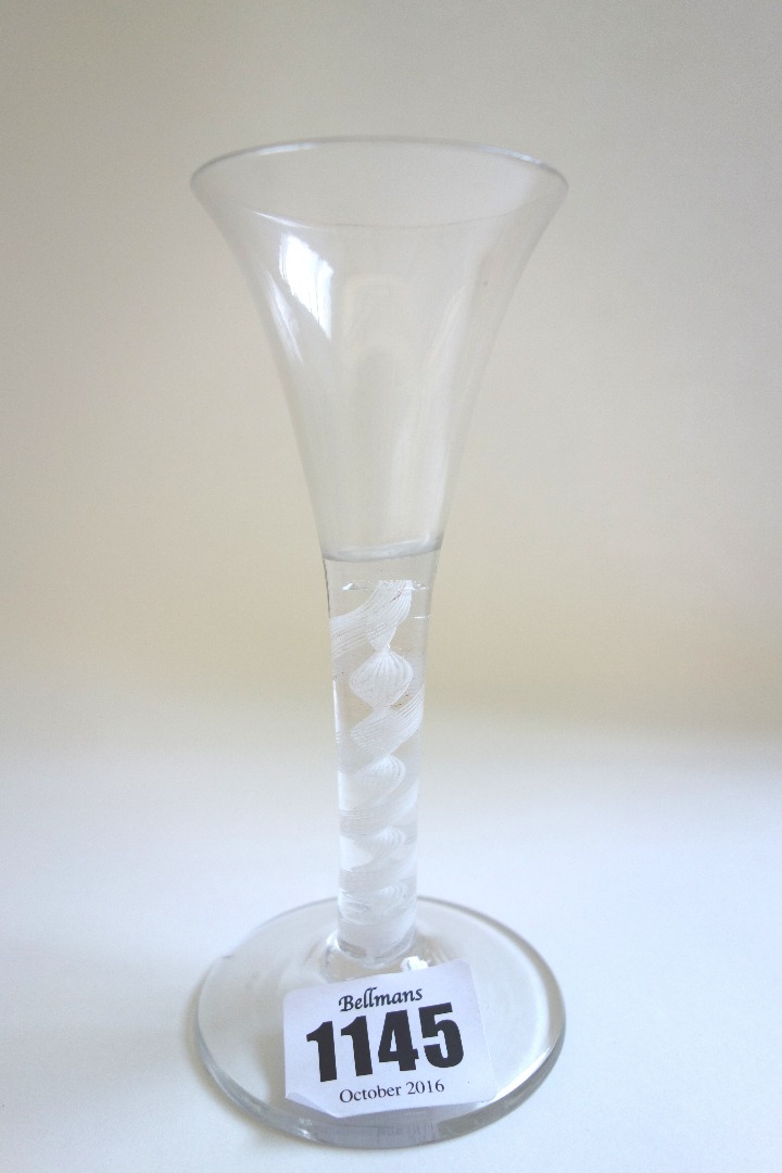 Appraisal: An th century wine glass circa with drawn trumpet bowl