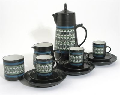 Appraisal: Ambleside Pottery a porcelain coffee set decorated with a band