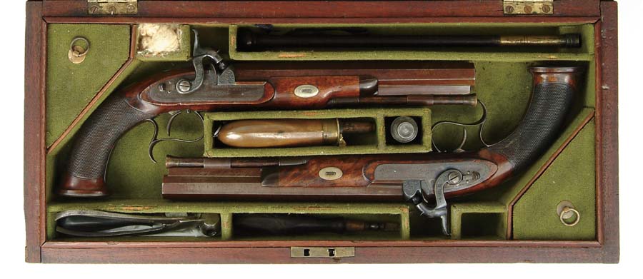 Appraisal: CASED PAIR OF ELLIS PERCUSSION TARGET PISTOLS NSN Cal oct