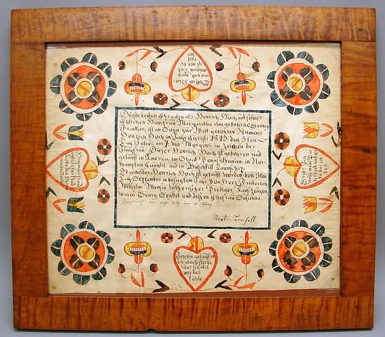 Appraisal: Multicolored border of hearts with inscriptions and rosettes in corners