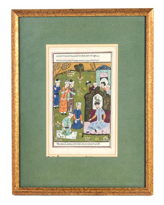 Appraisal: Sale Lot A Persian Illuminated Manuscript Leaf matted and framed