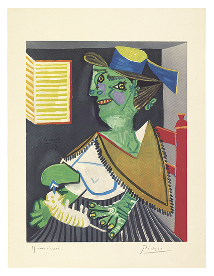 Appraisal: PABLO PICASSO after Femme verte au Chat Color lithograph -