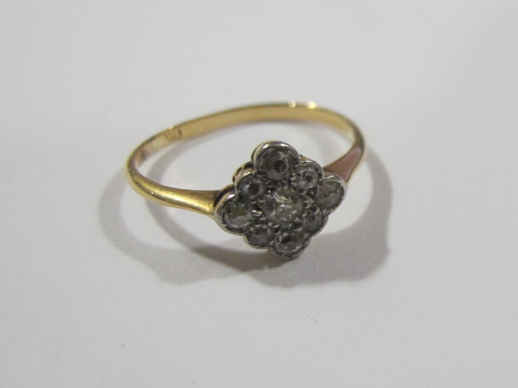 Appraisal: Early th century ct gold diamond cluster ring