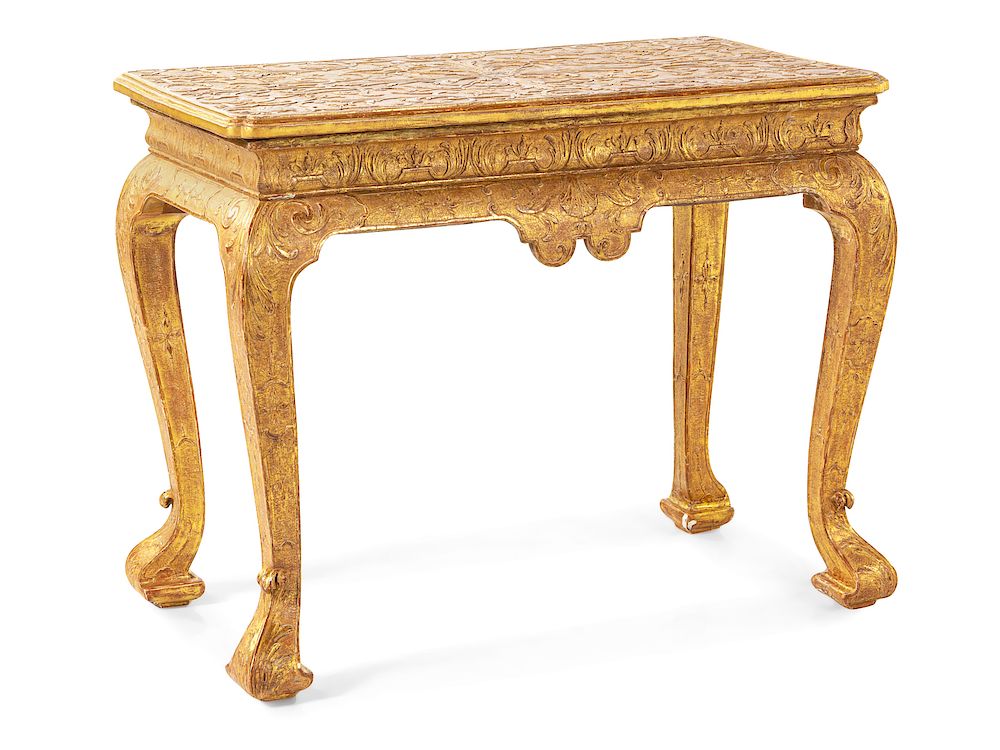 Appraisal: A Queen Anne Gilt Gesso Table A Queen Anne Gilt