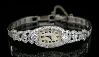 Appraisal: A Vintage Platinum and Diamond Hamilton Dress Watch A stamped