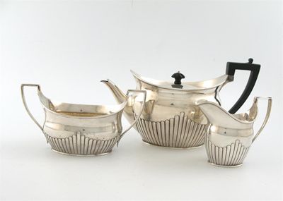 Appraisal: A three-piece Victorian silver tea set by W and J