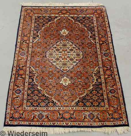 Appraisal: Persian oriental mat red field and floral patterns ' x