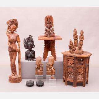 Appraisal: A Miscellaneous Collection of Indonesian Carved Hardwood Figures c A