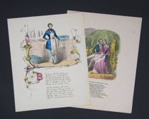 Appraisal: Lot of Two Hand Colored Valentine Prints First of lot