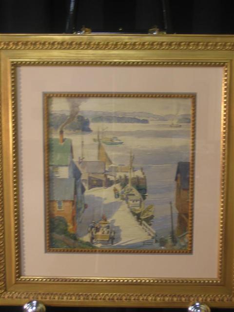 Appraisal: POSSIBLY ROBERT WILLIAM WILSON DOCK WITH HORSE AND CART Watercolor