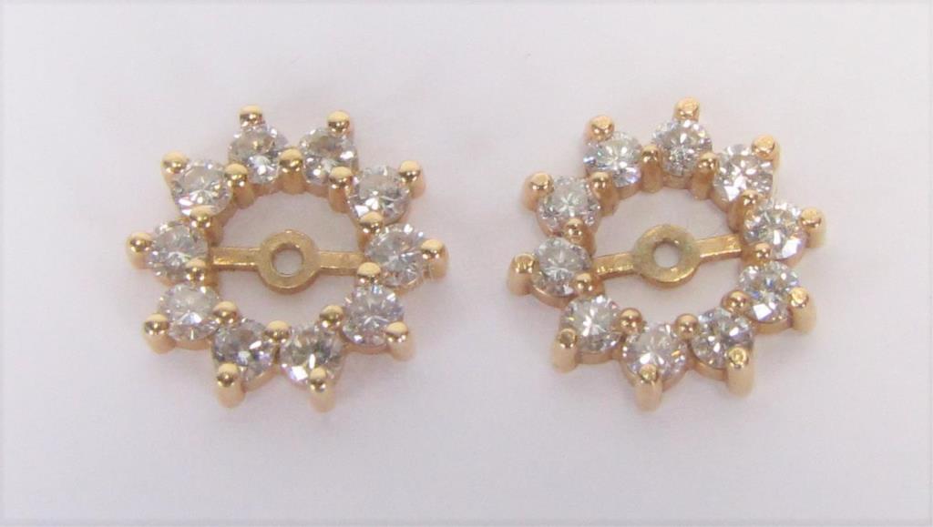 Appraisal: A pair of K yellow gold jackets for stud earrings