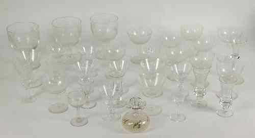 Appraisal: Sundry engraved champagne glasses and other glass