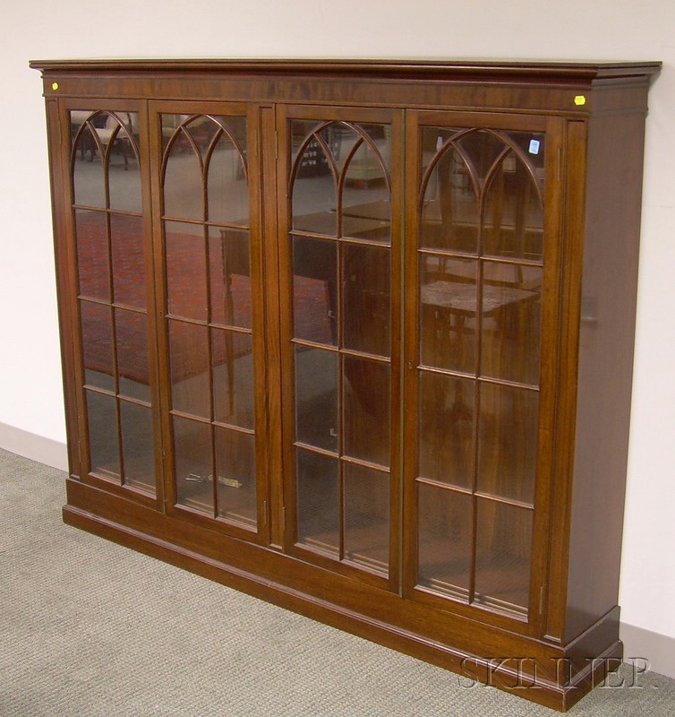 Appraisal: Federal-style Glazed Mahogany Four-Door Bookcase the divided interior with six