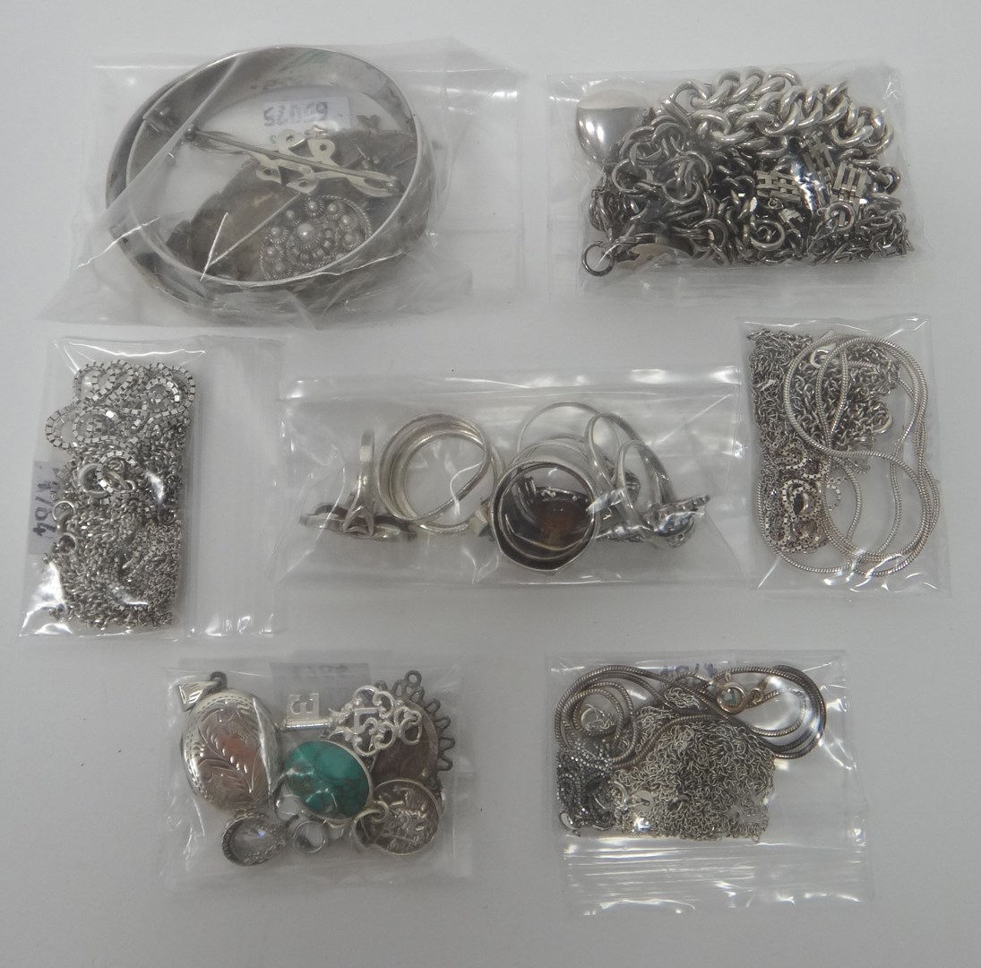 Appraisal: Mostly silver jewellery comprising two oval bangles five bracelets eighteen