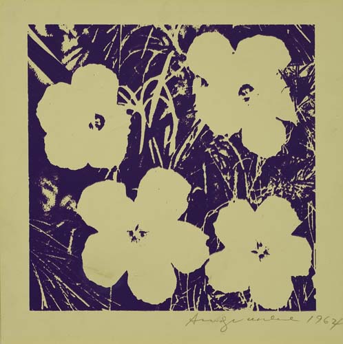 Appraisal: ANDY WARHOL Flowers Color screenprint printed in purple on smooth