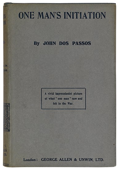 Appraisal: SCARCE FIRST WORK DOS PASSOS JOHN One Man's Initiation vo