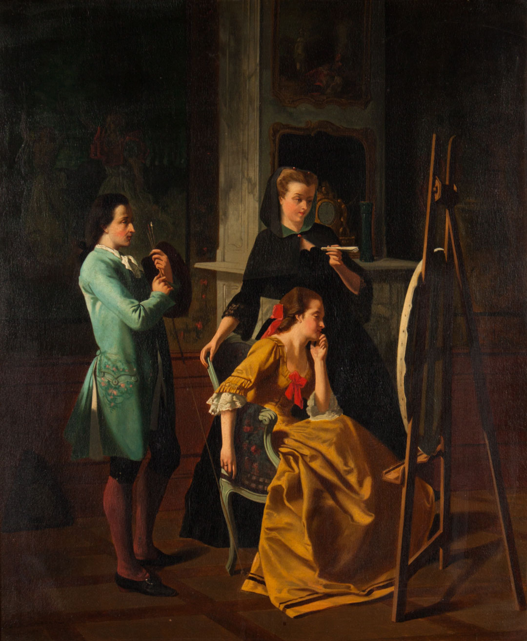 Appraisal: P Serena Ladies Admiring the Artist's Work oil Late th