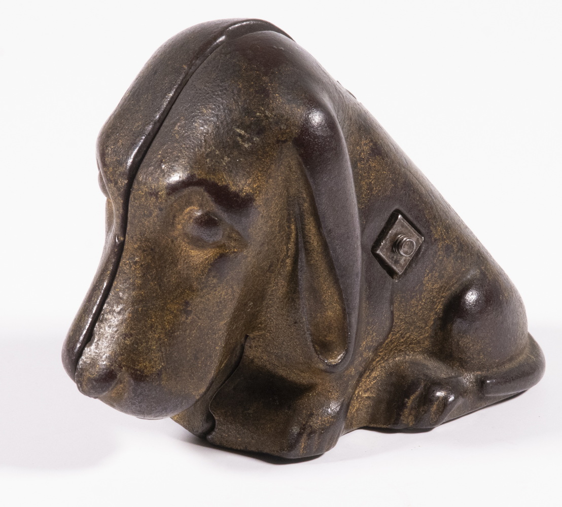 Appraisal: BASSET HOUND STILL BANK Early th c Cast Iron Bank