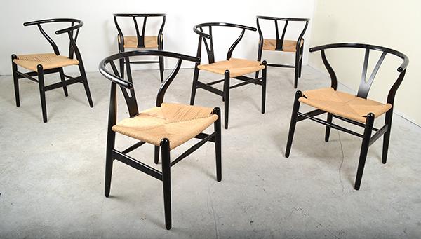 Appraisal: HANS WEGNER - A SET OF SIX CH WISHBONE CHAIRS