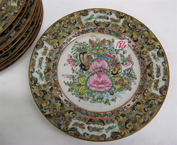 Appraisal: SET OF NINE ROSE MEDALLION PORCELAIN PLATES - D hand