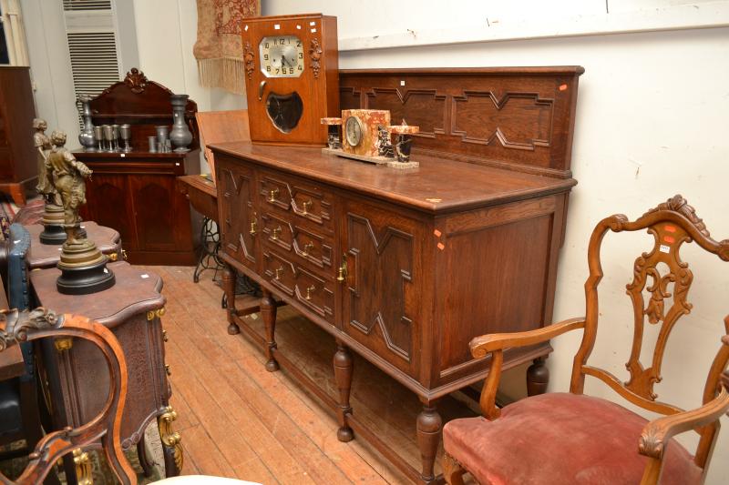 Appraisal: A LARGE JACOBEAN STYLE SIDEBOARD DOORS LOCKED NO KEY A