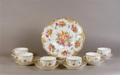 Appraisal: Dresden porcelain part tea service th century Comprising a reticulated