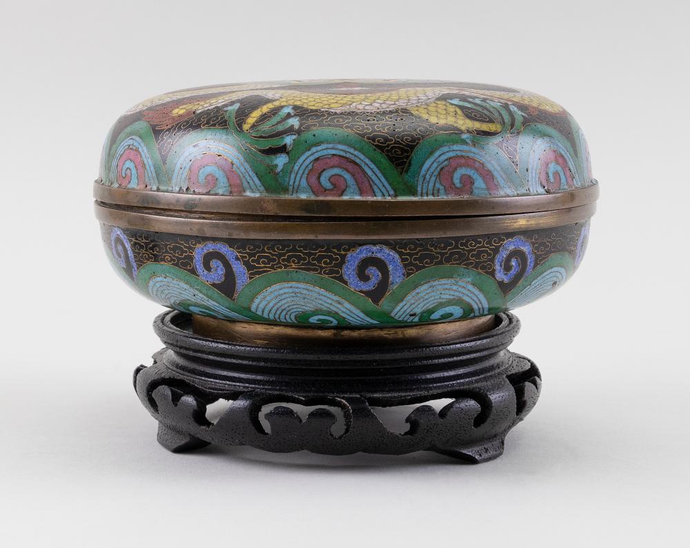 Appraisal: CHINESE CLOISONN ENAMEL BOX EARLY TH CENTURY HEIGHT DIAMETER CHINESE