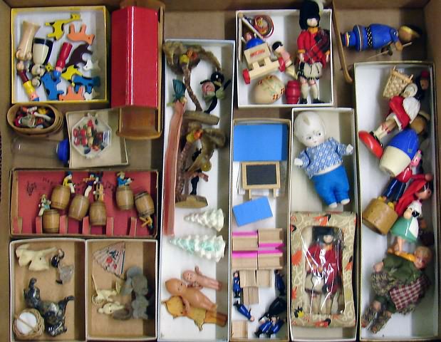 Appraisal: Lot Dolls - all bisque painted bisque cloth Scottish celluloid