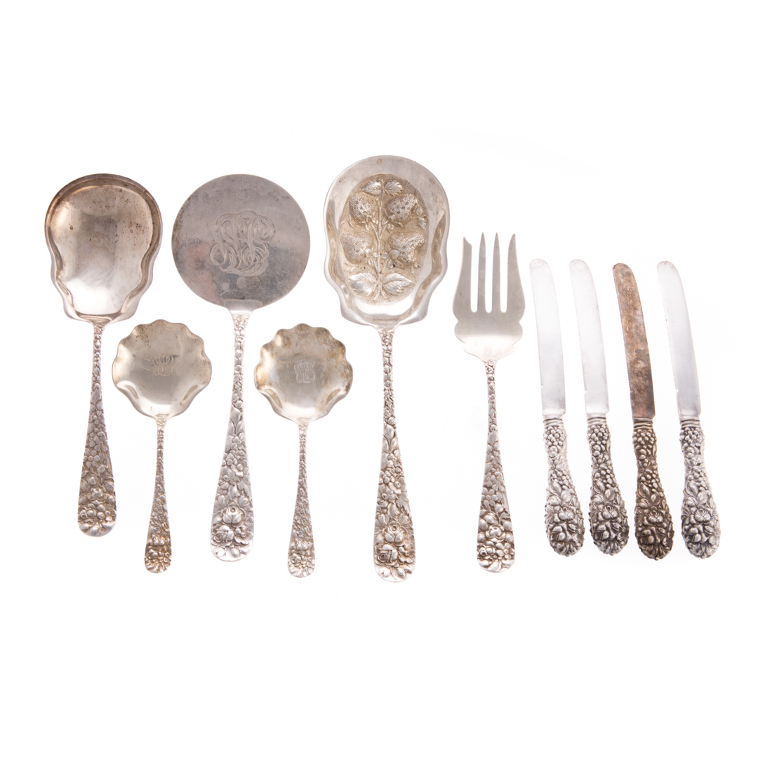 Appraisal: Stieff Rose sterling serving pieces flatware pieces comprising berry spoon