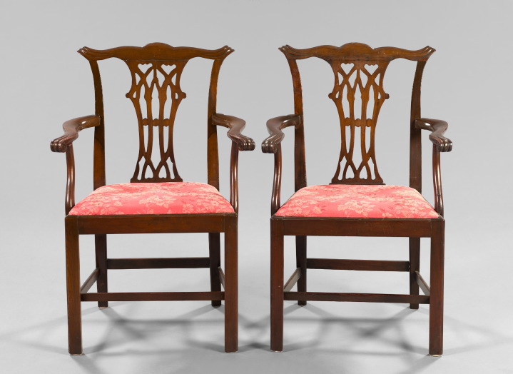 Appraisal: Pair of Georgian Carved Mahogany Open Armchairs fourth quarter th