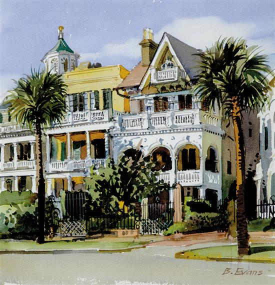 Appraisal: B Evans South Carolina th century SOUTH BATTERY CHARLESTON watercolor