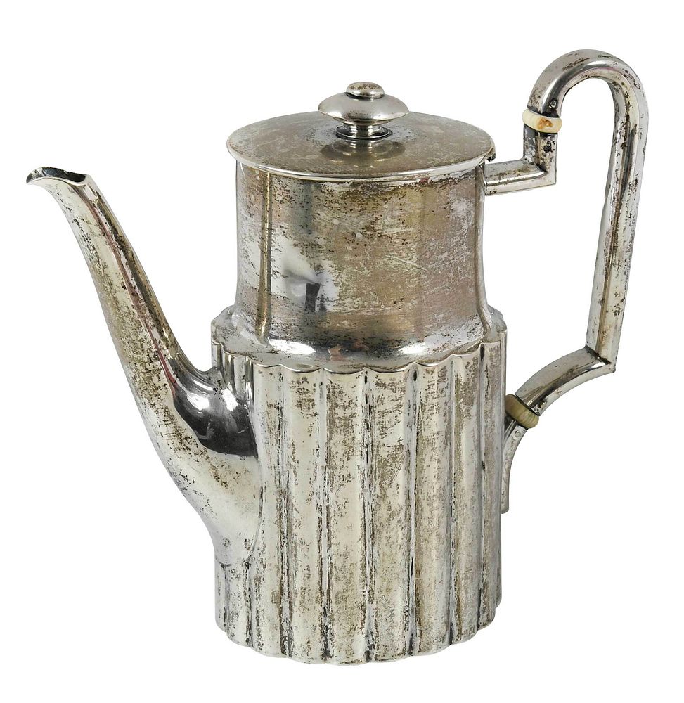 Appraisal: Austria-Hungary Silver Coffee Pot late th century oval reeded body