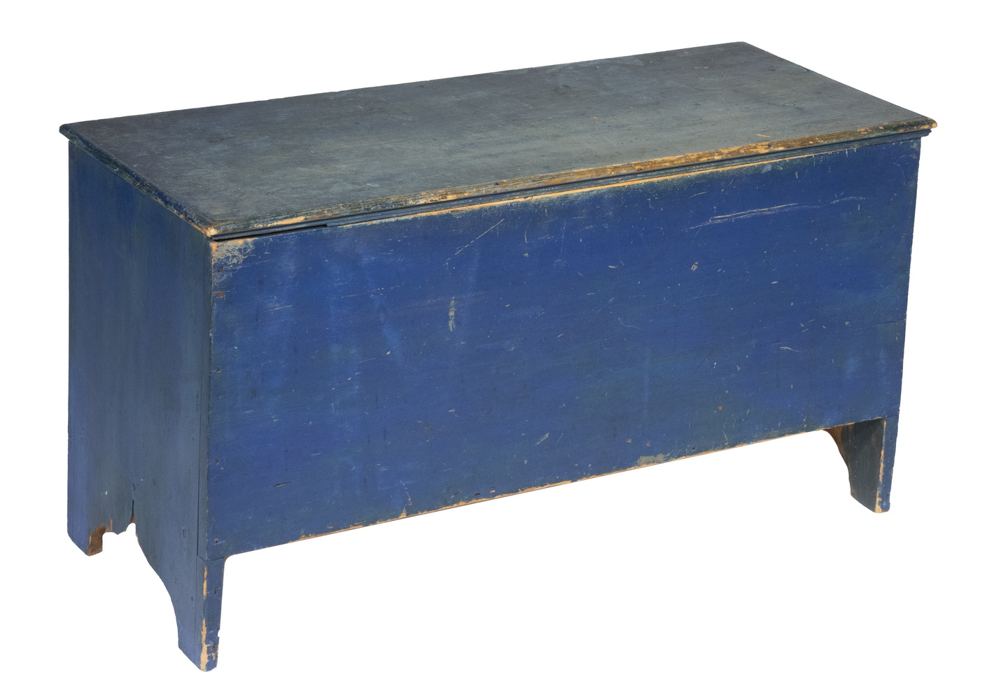 Appraisal: BLUE PAINTED CHEST th c Six-Plank Pine Chest in dumpcart