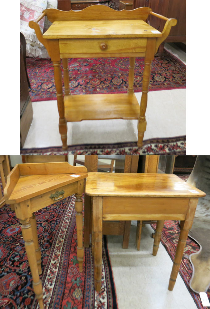 Appraisal: THREE SMALL ARTICLES OF VICTORIAN PINE COTTAGE FURNITURE washstand corner